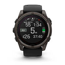 Garmin Fenix 8 Solar cмарт-часы 51 мм Sapphire Carbon Gray Titanium with Black Silicone Band 010-02907-11, фото 6