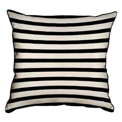 Подушка декоративна 45х45 см (мішковина) Чорні та білі смуги