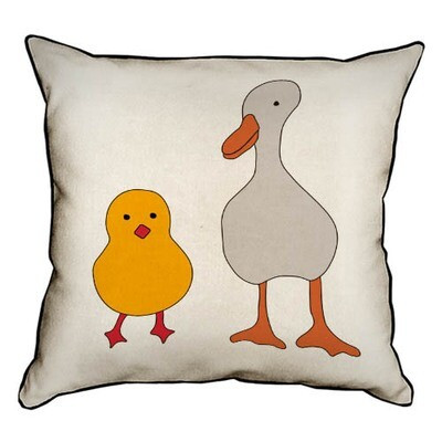 Подушка декоративна 45х45 см (мішковина) Duck and Chicken