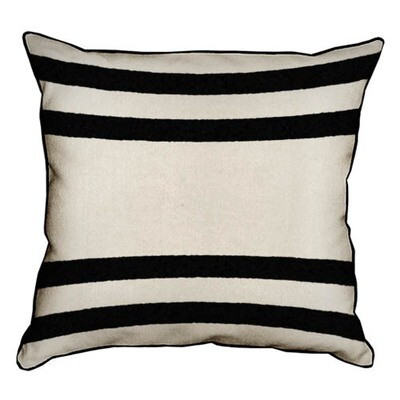 Подушка декоративна 45х45 см (мішковина) Чорні смужки по краях