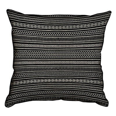 Подушка декоративна 45х45 см (мішковина) Лінійний білий орнамент на чорному фоні