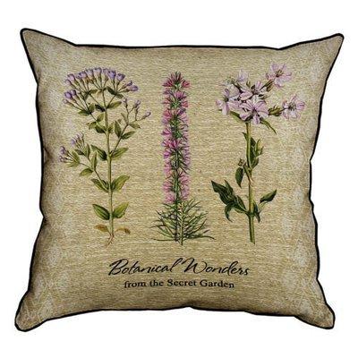 Подушка декоративна 45х45 см (мішковина) Botanical wonders from the Secret garden