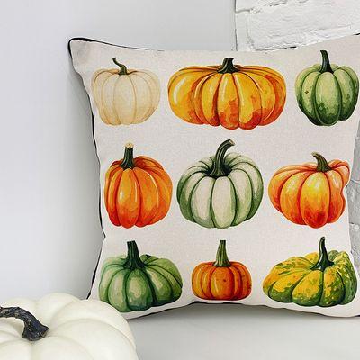Подушка декоративна 45х45 см (мішковина) Такі різні гарбузики