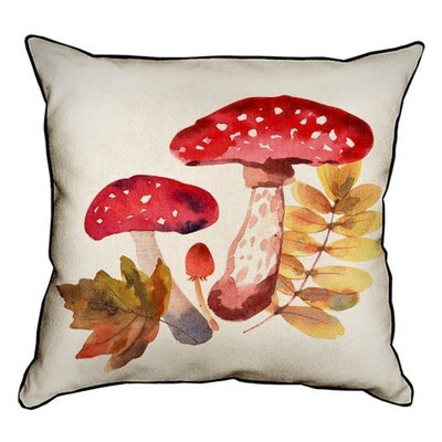 Подушка декоративна 45х45 см (мішковина) Мухомори