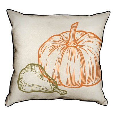 Подушка декоративна 45х45 см (мішковина) Гарбузи