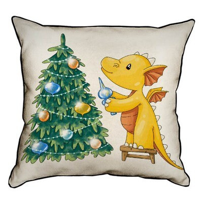 Подушка декоративна 45х45 см (мішковина) Веселих свят!