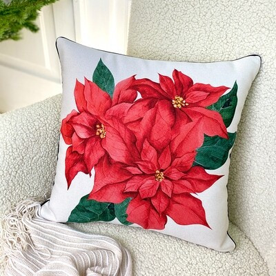 Подушка декоративна 45х45 см (мішковина) Різдвяник (молочай)