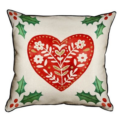 Подушка декоративна 45х45 см (мішковина) Квіткове серце