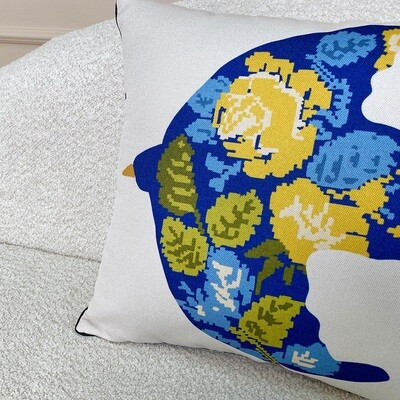 Подушка декоративна 45х45 см (мішковина) Квіткова пташка