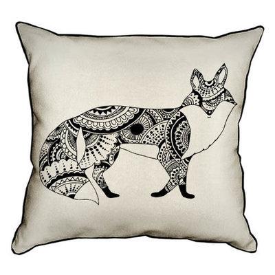 Подушка декоративна 45х45 см (мішковина) Лисиця чорно-біла