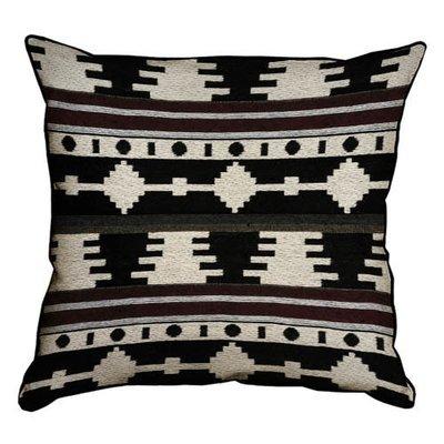 Подушка декоративна 45х45 см (мішковина) Білий орнамент на чорному фоні