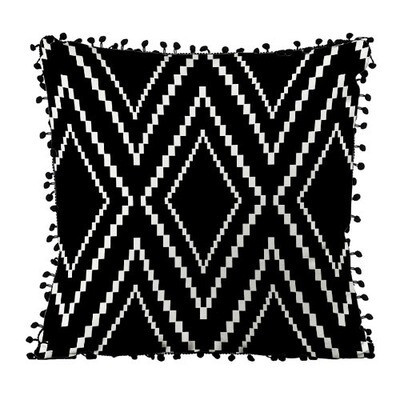 Подушка декоративна з помпонами (мішковина) «Орнамент з ромбів»