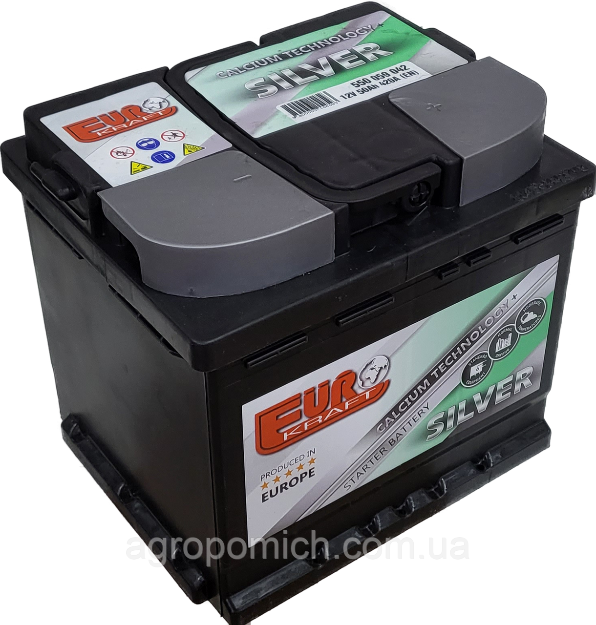 Акумулятор автомобільний 50Ah EUROKRAFT SILVER (-/+) низький EN420 207x175x175