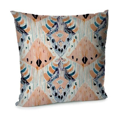 Подушка для дивана 45х45 см ««Рожево-бірюзовий етно орнамент»