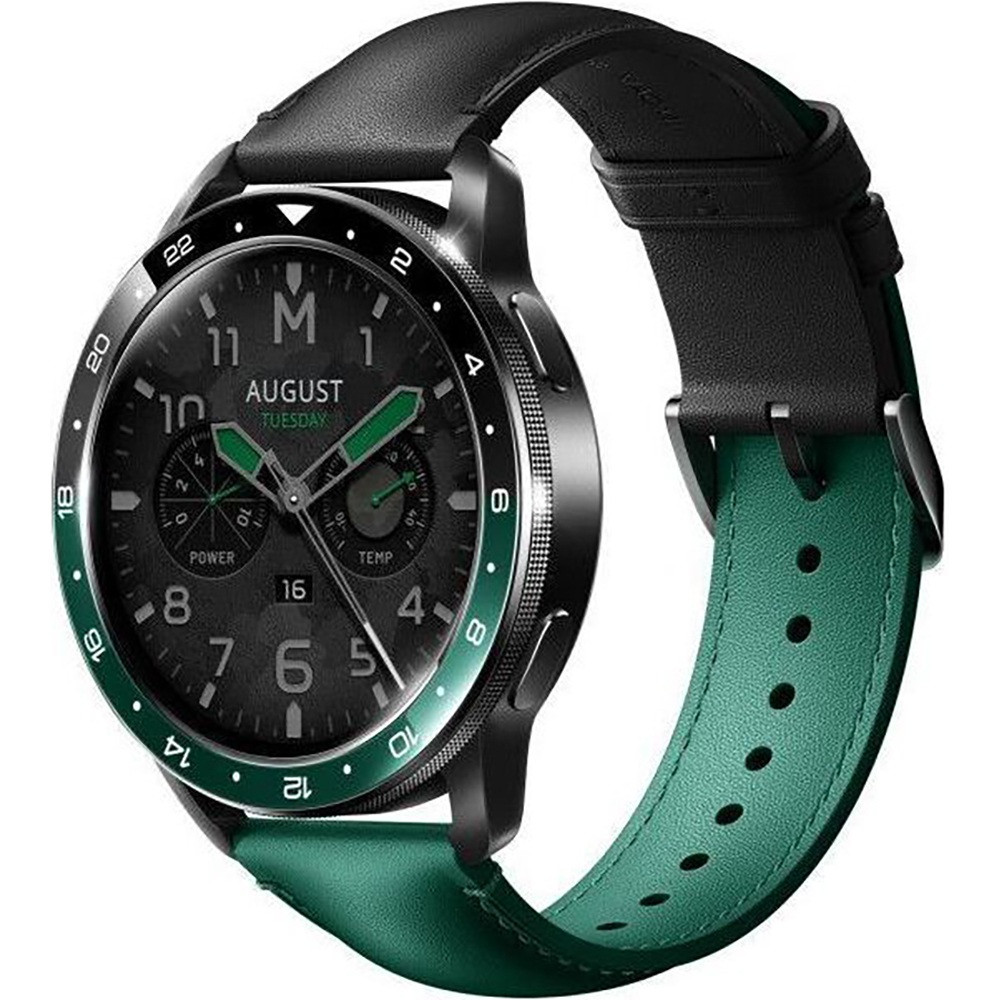 Ремінець шкіряний для годинника Xiaomi Watch 2/ 2Pro/ S4/ S3/ S2/ S1 22 мм Black-green