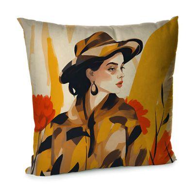 Подушка для дивана 45х45 см «Дівчина в капелюсі»