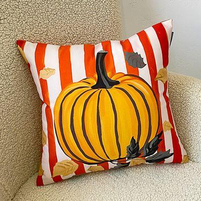 Подушка для дивана 45х45 см «Гарбуз і листочки»