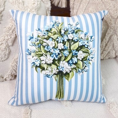 Подушка для дивана 45х45 см «Квіти на смугастому тлі»