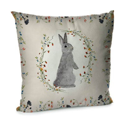 Подушка для дивана 45х45 см «Зайчик у квітах»