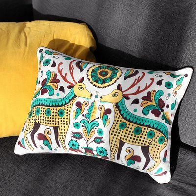 Подушка декоративна 45х32 см (мішковина) «Пара оленів»