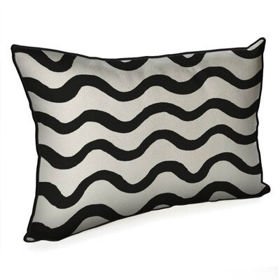 Подушка декоративна 45х32 см (мішковина) «Чорні хвилі»