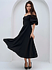Коктейльне романтичне жіноче плаття довжиною міді, чорне, фото 2