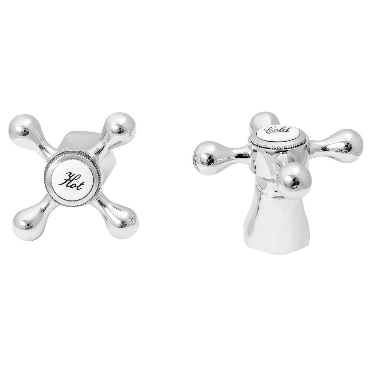 Комплект ручок хрест на буксі змішувача Mayfair під шліц 20 шліців юбка М24 х 1 мм хром метал пара, фото 1