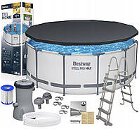 Каркасний басейн Bestway 56420 366x122см з насосом та драбинкою+ накриття МОДЕЛЬ 2025року!