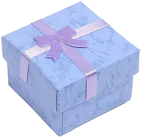 Подарункова коробочка для каблучки 4x4 см красива блакитна квадратна упаковка для кільця