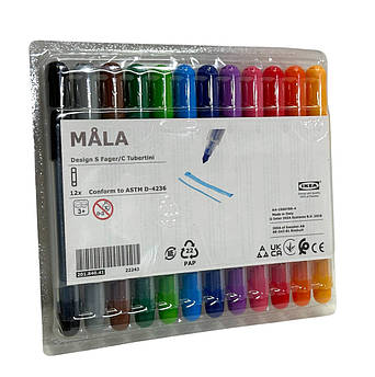 Набір фломастерів IKEA MALA (ІКЕА МОЛА). 20184041. 12 предметів