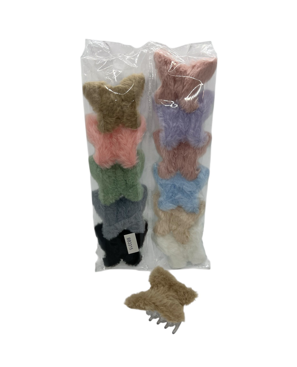 Крабік для волосся хутряний Метелик 7 см., фото 1