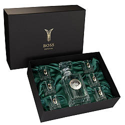 Набір для горілки FISHERMAN 6 чарок графін кришталь зі срібла та позолоти