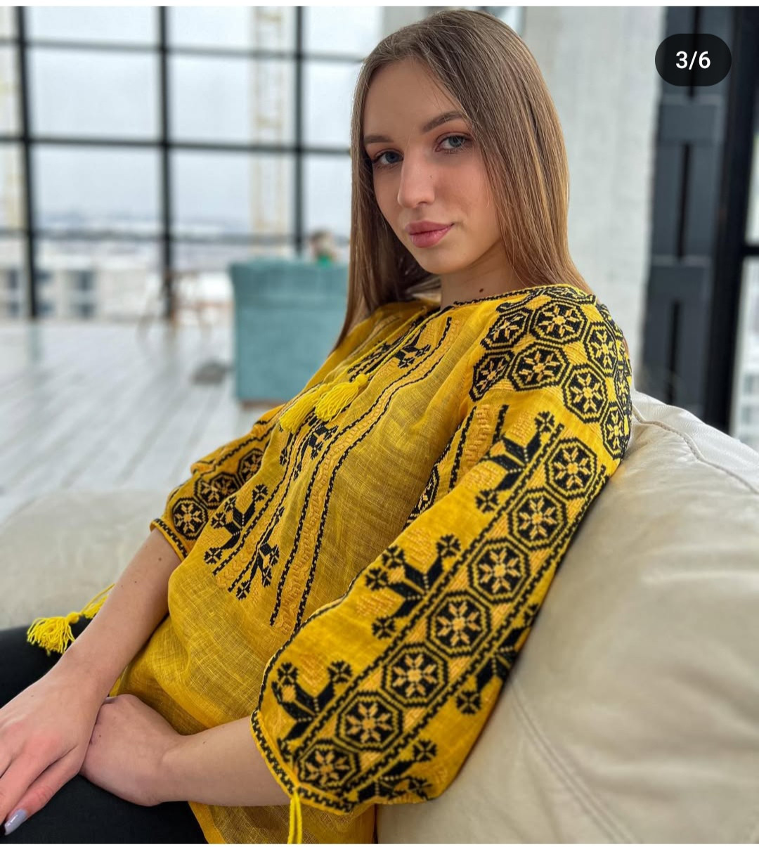 Жовта лляна вишиванка