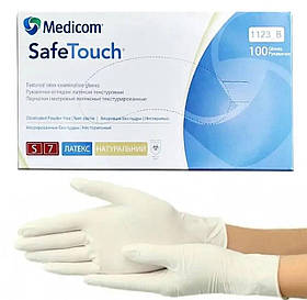 Рукавички оглядові латексні Medicom SafeTouch Connect (неопудрені, нестерильні, текстуровані, хлоровані)S-size,100шт./уп. - 1123-В