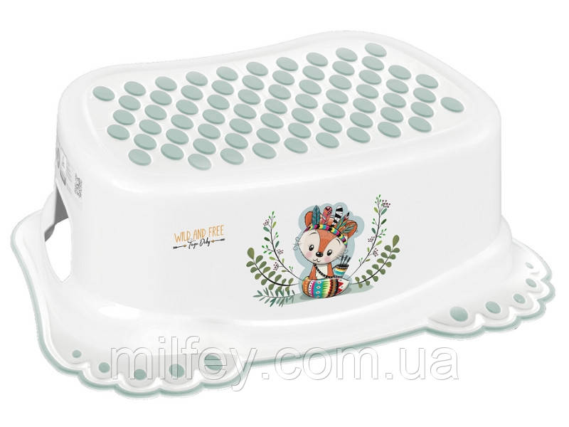 Дитячі антиковзкі сходинки у ванну WILD&FREE LITTLE FOX white green