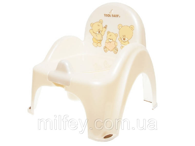 Горщик-стілець дитячий з музикою антиковзкий Teddy Bear white pearl