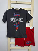 Детский летний костюм с Человеком Пауком футболка и шорты 104-116 см.