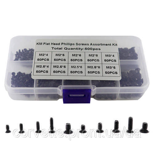 Гвинти мікрогвинти потайні для ноутбуків M2 M2.5 M3, 500шт, набір corvette - фото 1 - id-p2484989251