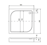Душовий піддон Besco Oskar 90х90х16 см акриловий квадратний низький з ніжками, фото 4