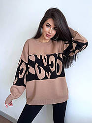 Стильний жіночий светр оверсайз з принтом Ssmk2266