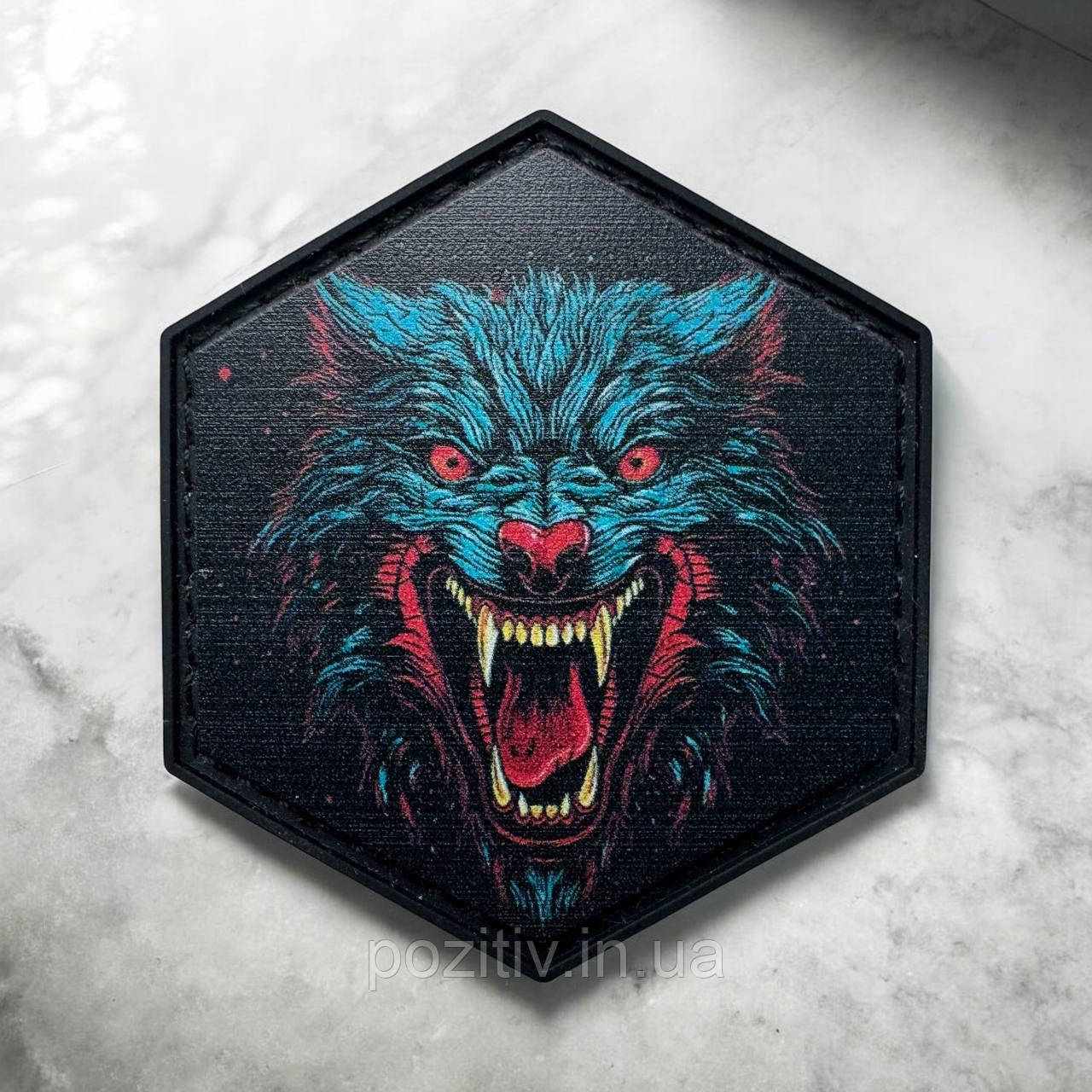Шеврон голова волка на липучке пвх, фото 1