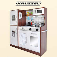 Кухня дитяча дерев'яна Kruzzel 22114 звук + світло + аксесуари КОРІЧНЕВА, фото 3