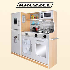 Кухня дитяча дерев'яна Kruzzel 22115 з посудом і світлом БІЖЕВА, фото 3