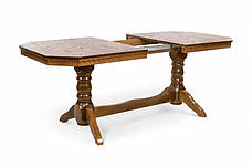 Великий обідній стіл з різьбленим краєм Буковель Мікс меблі, колір горіх, фото 5