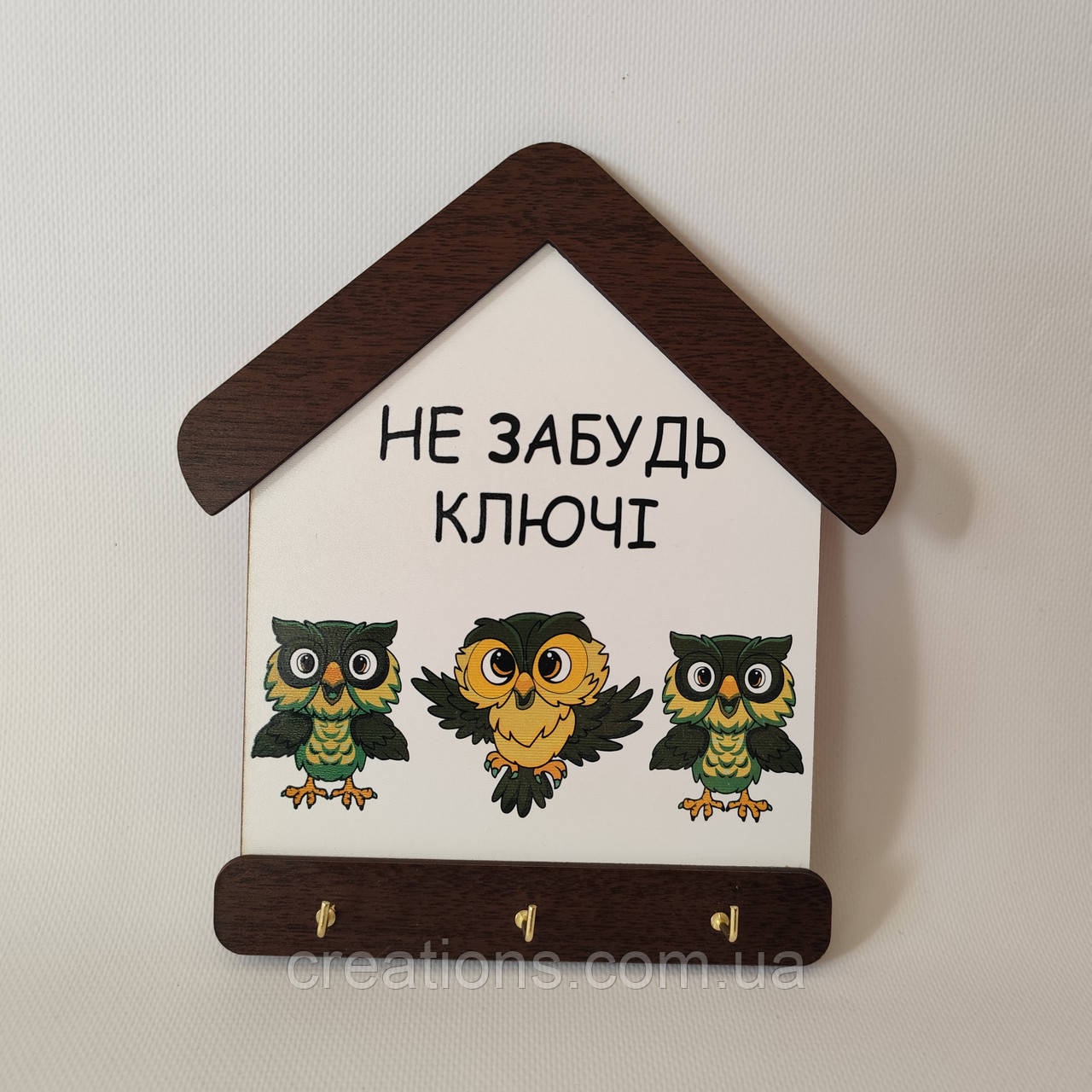 Ключниця вішалка настінна 23*20 см на 3 гачки №5, фото 1