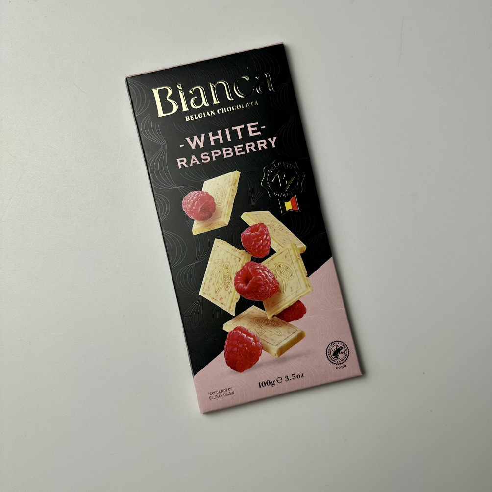 Bianca Бельгійський білий шоколал з малиною 100g, фото 1
