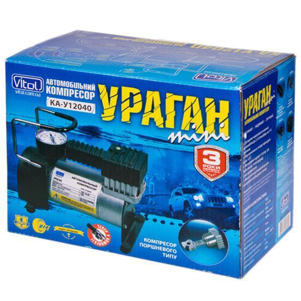 Компресор автомобільний Vitol "Ураган" КА-У12040 Uni KA-U12040, 12 V, 2.7 кабель, 1 шланг, фото 1