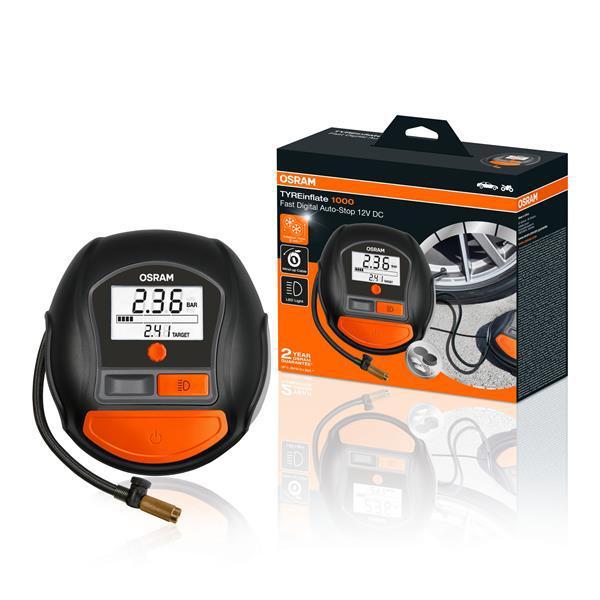 Компрессор автомобільний Osram Tyreinflate OSR Оти1000, 12 V, 15 Ам, 5.5 bar, 3.5 кабель, 0.7 шланг, фото 1