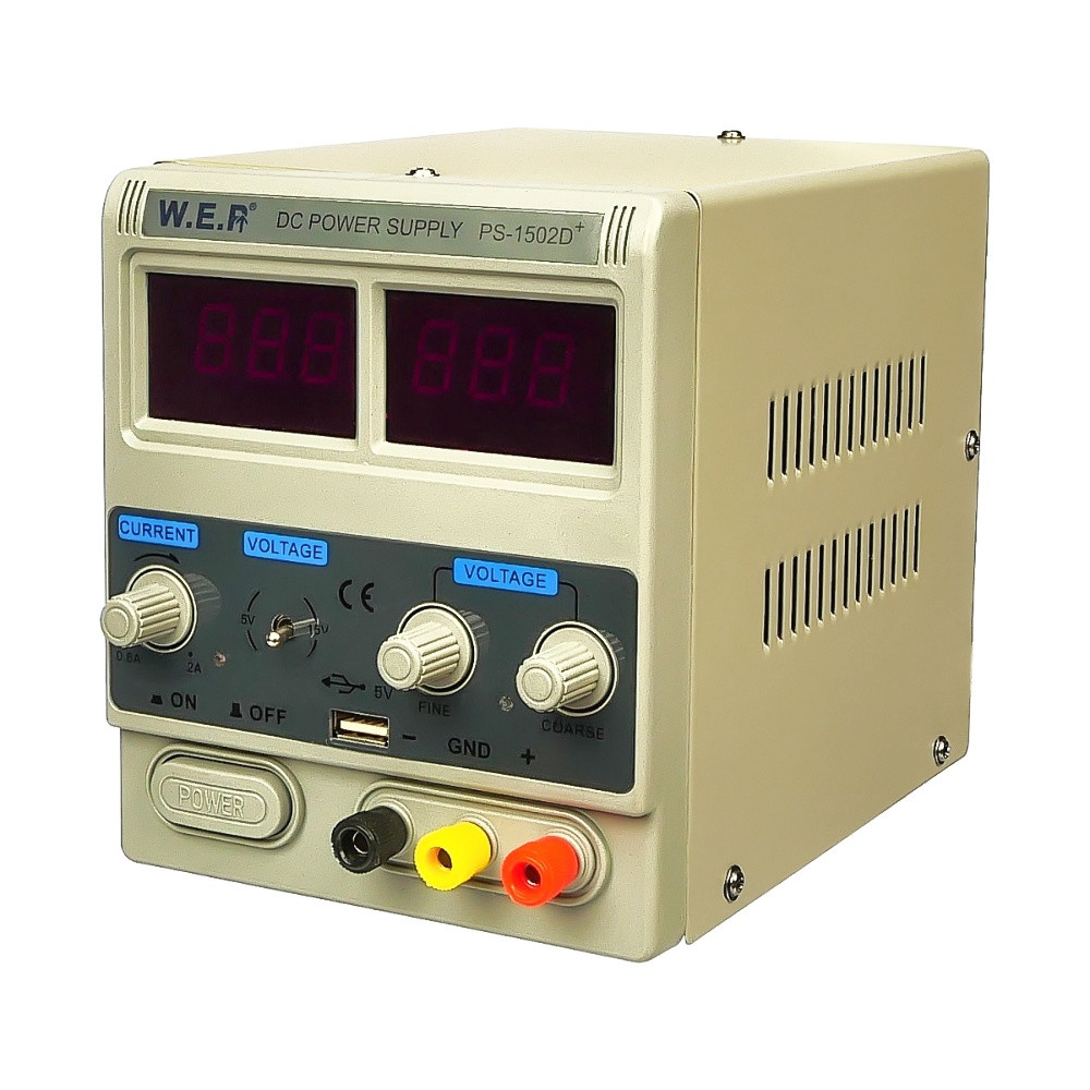 Блок живлення лабораторний WEP PS-1502D+ USB, 15 V, 2 A, цифрова індикація