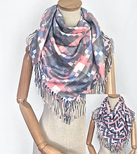 Двостороння кашемірова хустка Лорен 100*100 см рожевий/сірий